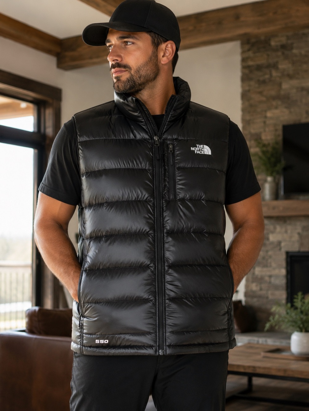 The North Face Men’s Black 550 Down Vest like new